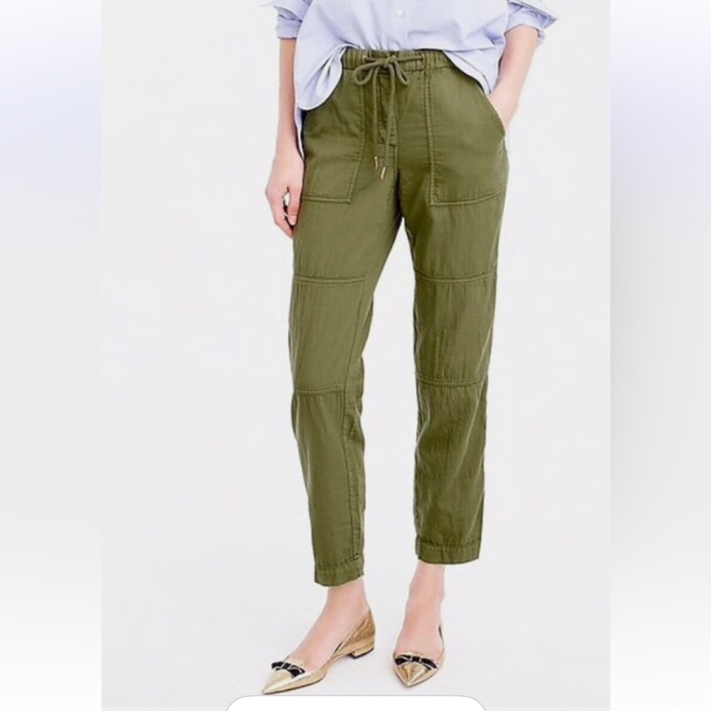 J. Crew Cotton Cargo Pull on Pant Drawcord in Cream size 10 Tall